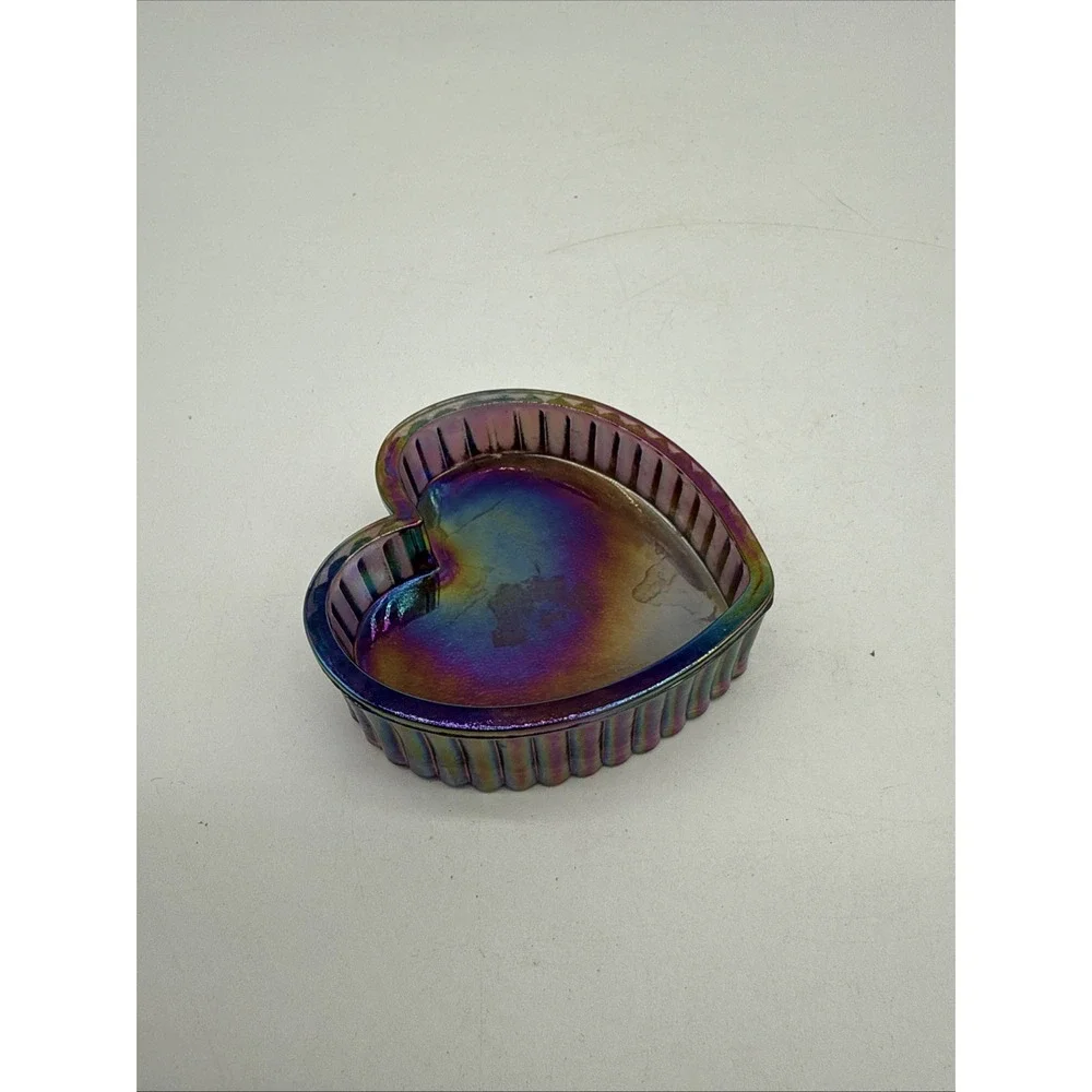 Vintage Fenton Carnival Glass Heart Shaped Candy Dish No Lid Approx 4